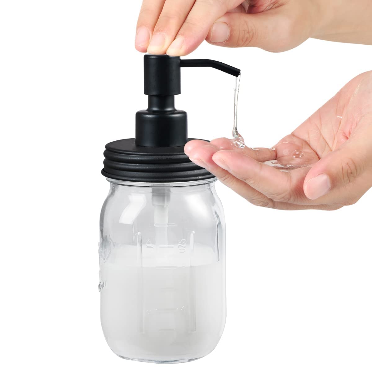 Amolliar Mason Jar Bathroom Accessories Set(4 Pcs) -Lotion Soap Dispenser &Cotton Swab Holder &Toothbrush Holder-Rustic Farmhous